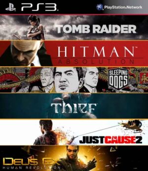 Tomb Raider + Hitman Absolution + Sleeping Dogs + THIEF + Just Cause 2 + Deus Ex: Human Revolution – PS3